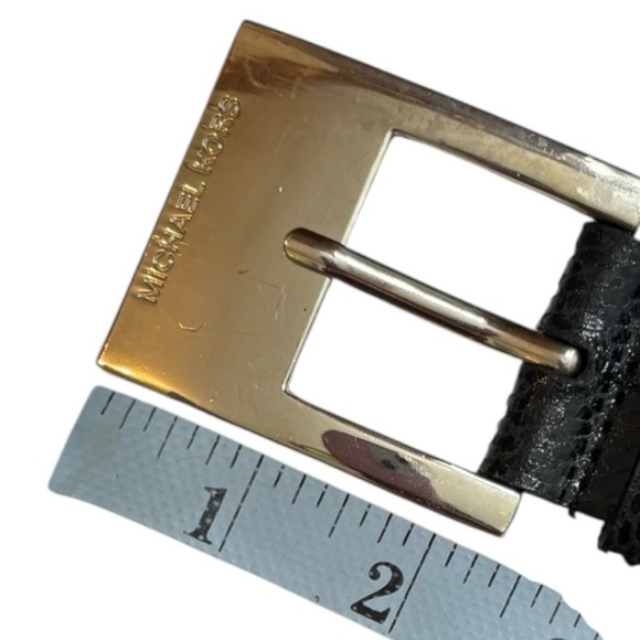 Michael Kors Black Snakeskin Embossed Leather Belt Silver Buckle Size Small - Picture 8 of 11